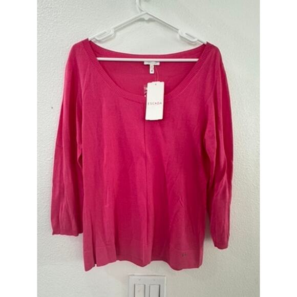 NEW VINTAGE ESCADA PINK SUMMER SWEATER SZ 42 $550 XL 12